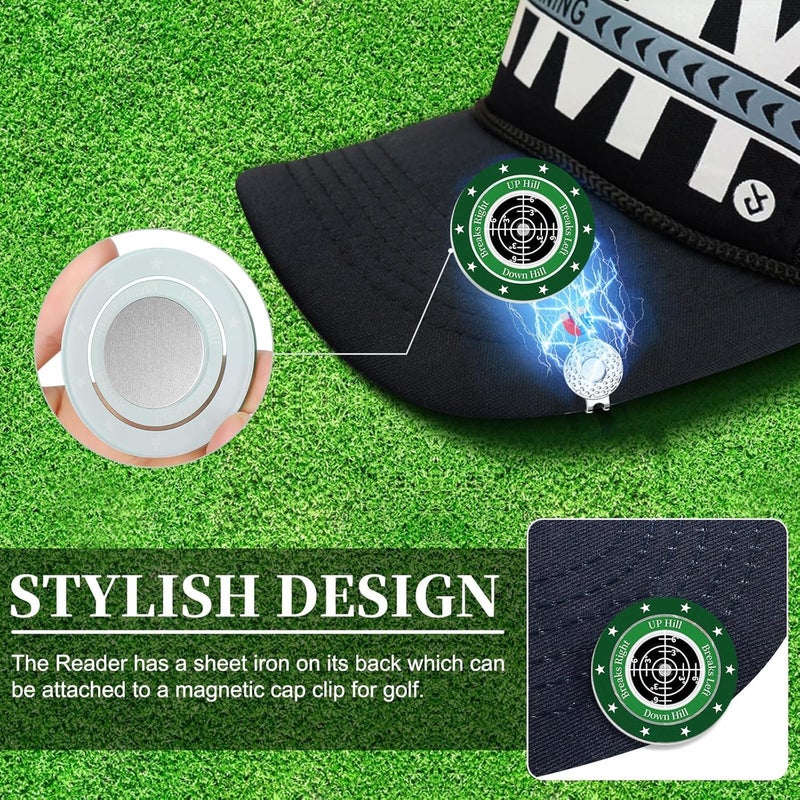 DESELL Golf Green Reader, 2 Pack Golf Ball Marker Hat Clip with High Precision Horizontal Bubble, Putting Training Aid Golf Accessories Tool Gift for Men Women - Image 3